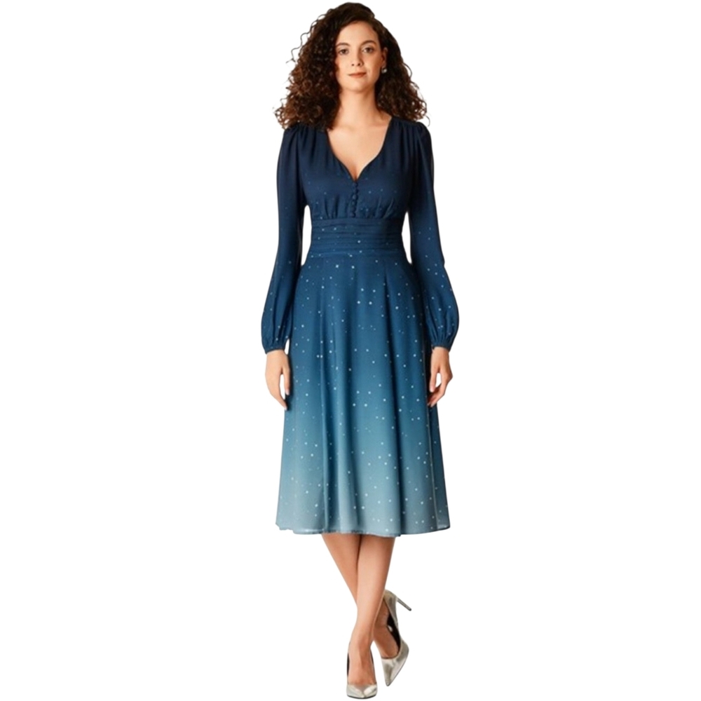 Wayward Fancies Blue Starlight‎ Chiffon Ombre Dress Size 10